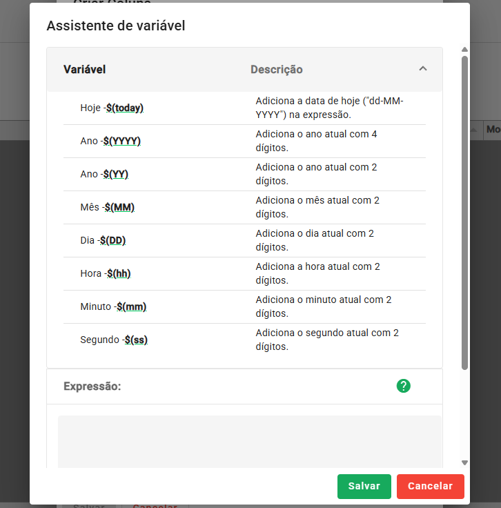 Assistente de Variável Assistente de Variável