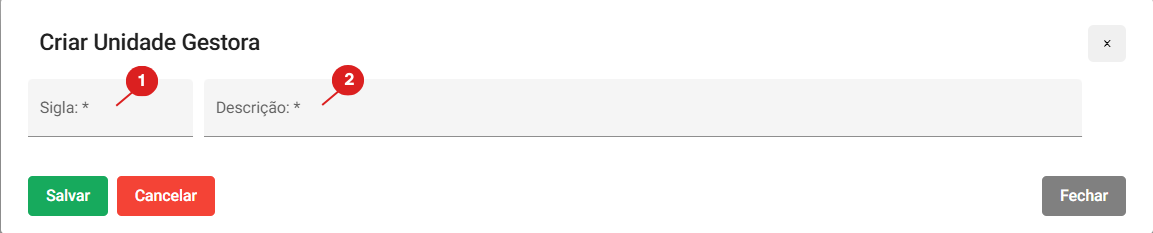 Adicionar Unidade Gestora